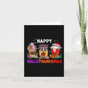 Cartão Feliz Natal de Ação de Graças Hallothanksmas Café