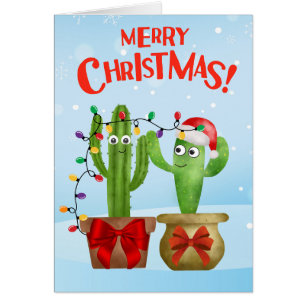 Cartão Feliz Natal de Dois Cactus 