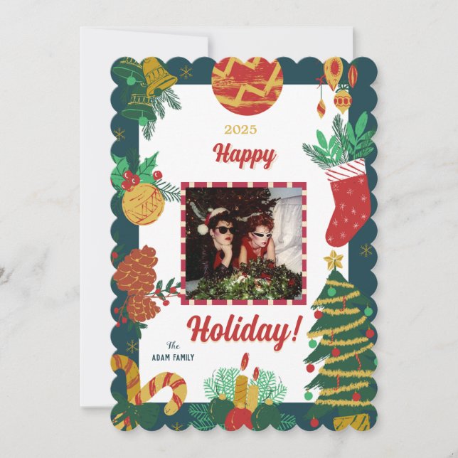 Cartão Feliz Natal de Férias (Frente)