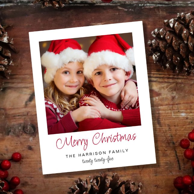 Cartão Feliz Natal de Férias (Add a personal touch to your holiday wishes by featuring your favorite family photo)