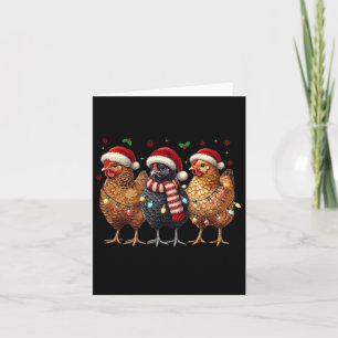 Cartão Feliz Natal De Frango Luz De Animal Farmer Xmas