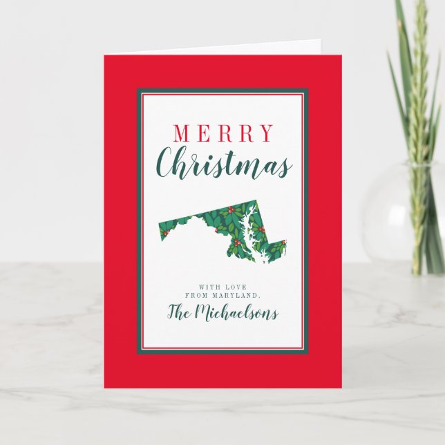 Cartão Feliz Natal de Maryland (Frente)