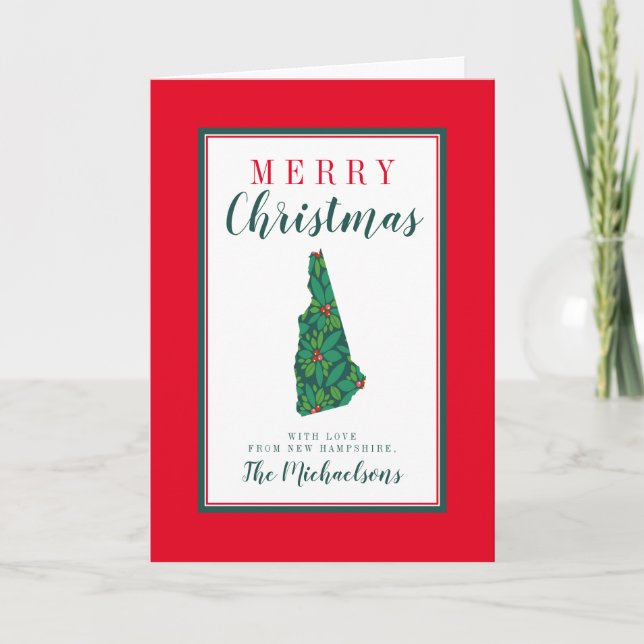 Cartão Feliz Natal de New Hampshire (Frente)