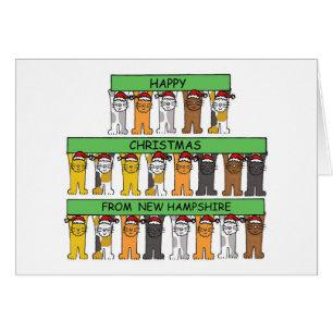 Cartão Feliz Natal de New Hampshire Cute Cats