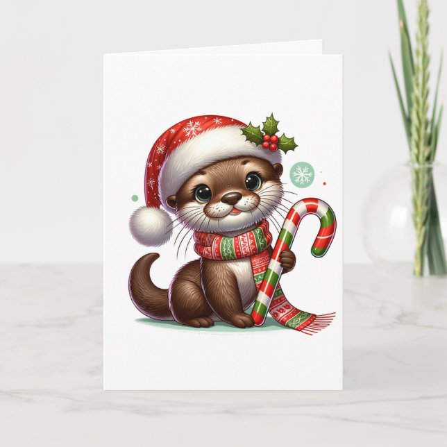 Cartão Feliz Natal de Otter (Frente)