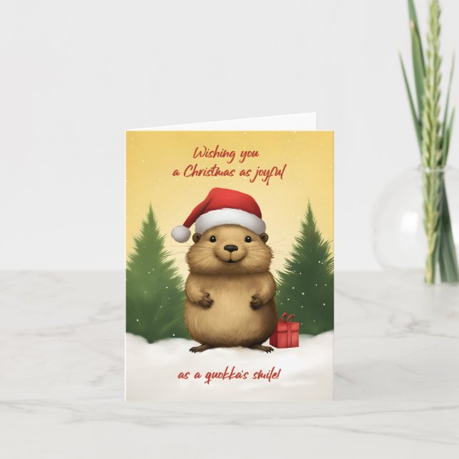 Cartão Feliz Natal de Quokka (Frente)