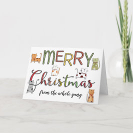 Cartão Feliz Natal de todos os gatos de férias do grupo