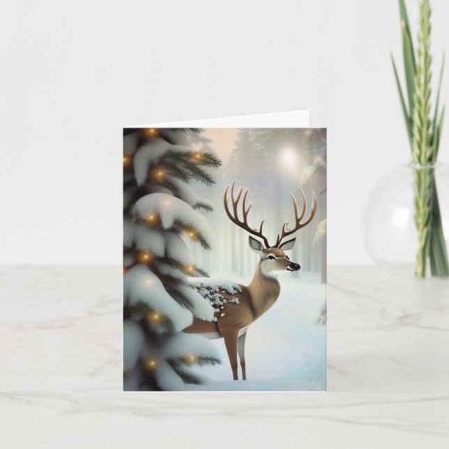 Cartão Feliz Natal Deer (Frente)