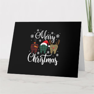 Cartão Feliz Natal Dentista Xadrez Leopardo Dentário Nata