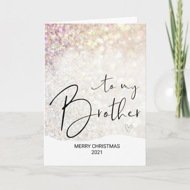 Cartão Feliz Natal Deseja Para O Meu Irmão Dourado Natal (Frente)