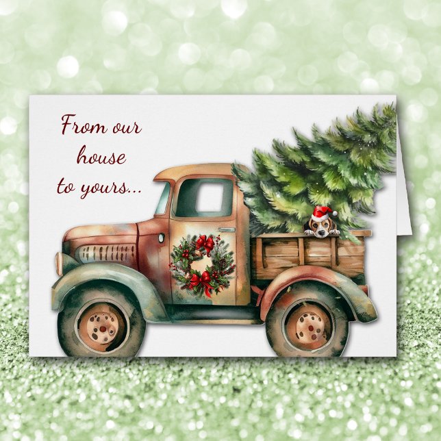 Cartão Feliz Natal do Caminhão Retro (Criador carregado)