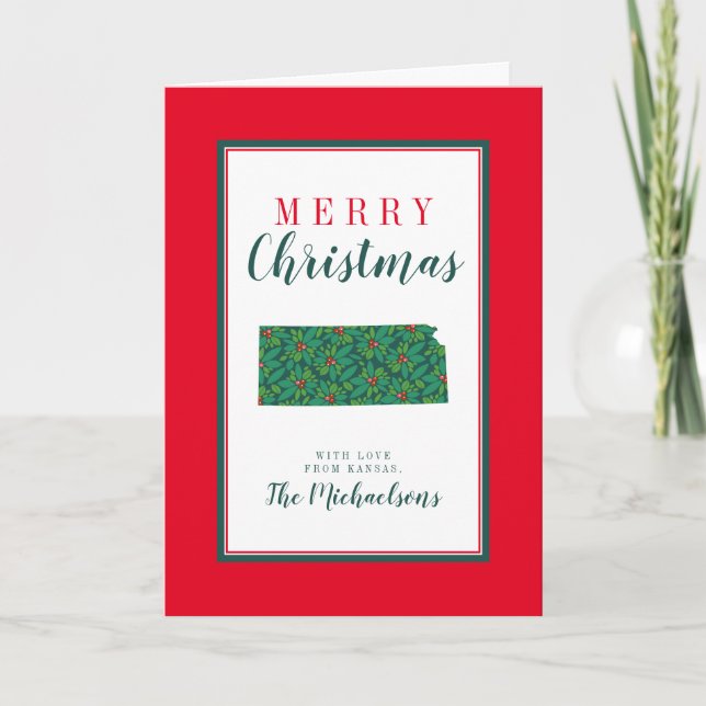 Cartão Feliz Natal do Kansas (Frente)