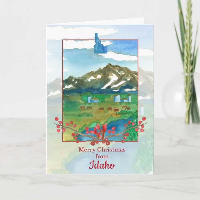 Cartão Feliz Natal do Ranhura das Vacas de Idaho (Frente)