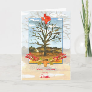 Cartão Feliz Natal do Texas Longhorn