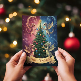 Cartão Feliz Natal dos Dragões de Enfeite