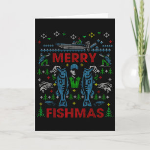 Cartão Feliz Natal dos Peixes Camiseta Feia de Natal de P