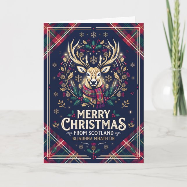 Cartão Feliz Natal e Ano Novo da Escócia C (Frente)