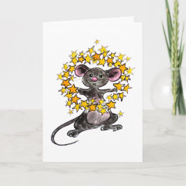 Cartão Feliz Natal e um Rato Feliz ano novo com um