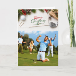 Cartão Feliz Natal em Família de Golfe Foto de Férias