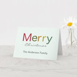 Cartão Feliz Natal - família de texto colorida