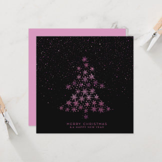 Cartão Feliz Natal Feliz Ano Novo Floco de Neve Árvore
