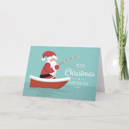 Cartão Feliz Natal, Feliz ano novo - Pesca de Papais noei