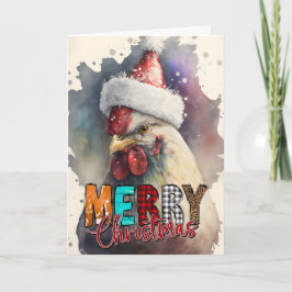 Cartão Feliz Natal Feliz Galo do Papai Noel