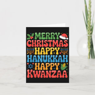 Cartão Feliz Natal Feliz Hanukkah Citação de Kwanzaa