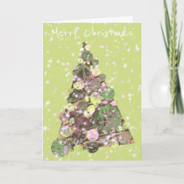 Cartão Feliz Natal Feriado de Abstrato de Folha de Natal