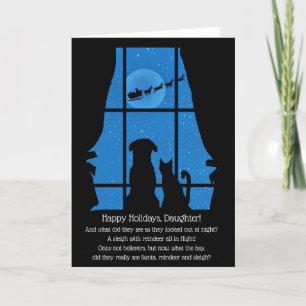 Cartão Feliz Natal Feriados Filha Cachorro Bonito