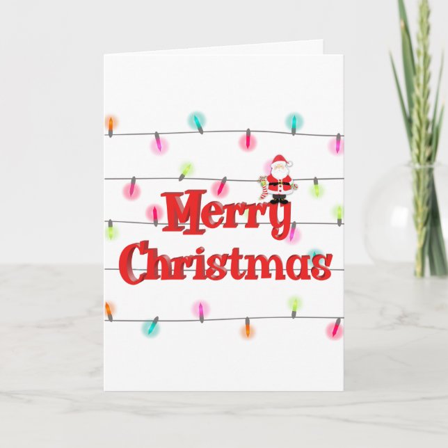 Cartão Feliz Natal Festivo Luzes de Férias com Papais noe (Frente)