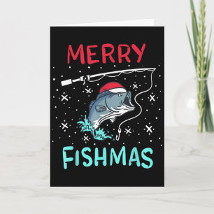 Cartão Feliz Natal Fishmas Piada de Pesca Presente de Pei