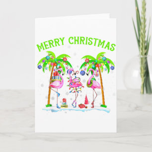 Cartão Feliz Natal Flamingo Natal Luz da Palmeira Trop