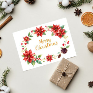 Cartão Feliz Natal Floral Wreath