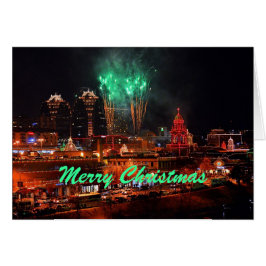 Cartão Feliz Natal Fogos de Artifício Kansas City Plaza L