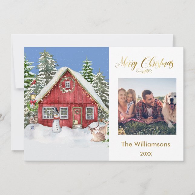 Cartão Feliz Natal - Foto da Família de Cenas do País (Frente)