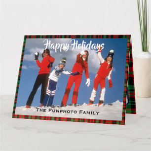 Cartão Feliz Natal Foto da Família Nome Mensagem Xadrez V