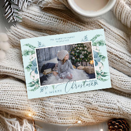 Cartão Feliz Natal - Foto de Feriado Botânico de Aquarela