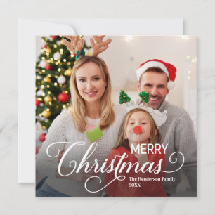 Cartão Feliz Natal Foto Personalizada Simples