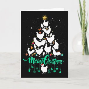 Cartão Feliz Natal Galinha Árvore de Natal Diversão 