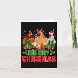 Cartão Feliz Natal Galinhas Chapéu do Papai Noel Agricult