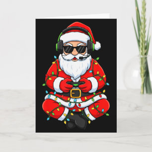 Cartão Feliz Natal Gamer Papai Noel Engraçado Jogar Jogo 