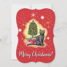 Cartão Feliz Natal Gato