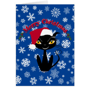 Cartão Feliz Natal Gato