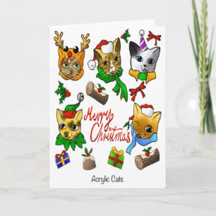 Cartão Feliz Natal Gatos