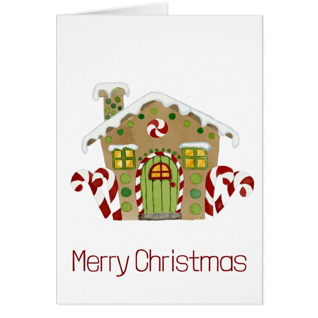 Cartão Feliz Natal Gingercake House (Frente)