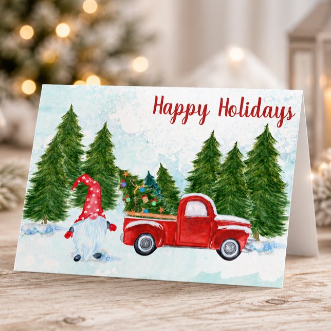 Cartão Feliz Natal Gnomo (Whimsical Happy Holidays Christmas Card)