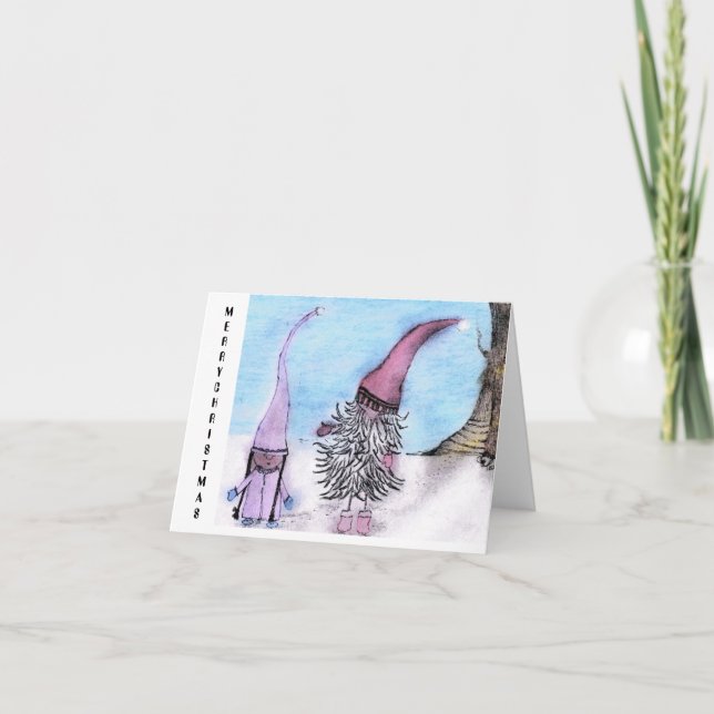 Cartão Feliz Natal Gnomos (Frente)