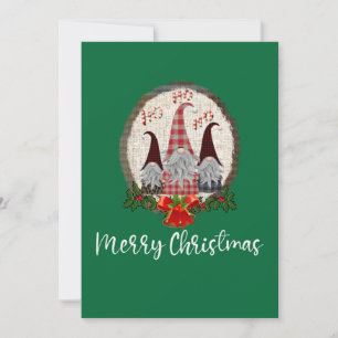Cartão Feliz Natal Gnomos Russo Verde, Trendência