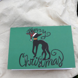 Cartão Feliz Natal Greyhound Reindeer